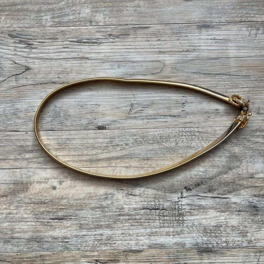 Mimi Di N 1972 Gold Metal Stretch Belt Statement Buckle Old Money Aesthetic 26" - Picture 8 of 8